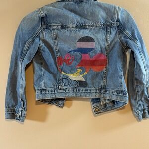 GAP Disney Kids Denim Jacket Mickey Mouse Embroidered Blue Jean Girls Size M 8 9